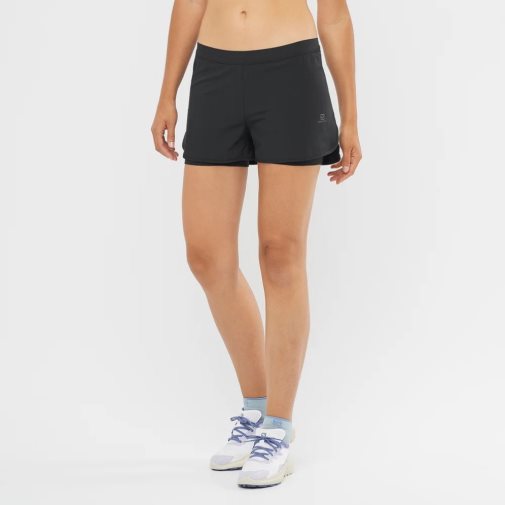 Black Salomon Cross 2in1 Women's Running Shorts | PH 83927V